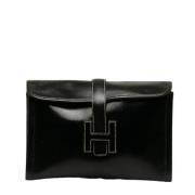 Pre-owned Leather clutches Hermès Vintage , Black , Dames