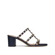 Slides Sandalen Zwart Leer Valentino Garavani , Blue , Dames