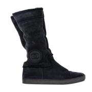 Pre-owned Fur boots Chanel Vintage , Black , Dames