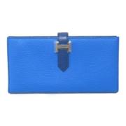 Pre-owned Leather wallets Hermès Vintage , Blue , Dames