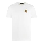 Geribbelde Katoenen Crew-Neck T-Shirt Dolce & Gabbana , White , Heren