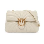 Vlinder Gewatteerde Leren Tas Pinko , White , Dames