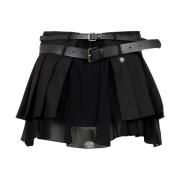 Zwarte Wollen Rok met Georgette Laag Aniye By , Black , Dames