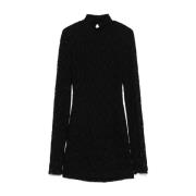 Zwarte Kanten Korte Jurk Rotate Birger Christensen , Black , Dames