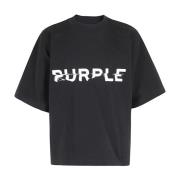 Oversized Korte Mouw Jersey Top Purple Brand , Black , Heren