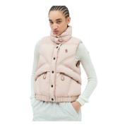 Gewatteerd Donsvest met Logopatch Moncler , Pink , Dames