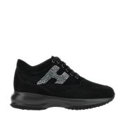 Zwarte Sneakers met Rhinestone Detail Hogan , Black , Dames