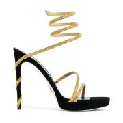 Gouden Strappy Sandalen René Caovilla , Black , Dames