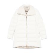 Faux Fur Flanel Puffer Jas Herno , White , Dames