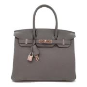 Pre-owned Leather handbags Hermès Vintage , Gray , Dames