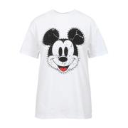 Mickey Crew-Neck T-Shirt met Studs Aniye By , White , Dames