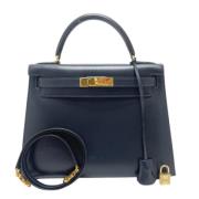 Pre-owned Leather handbags Hermès Vintage , Blue , Dames