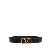 Elegant Leren Riem Valentino Garavani , Black , Heren