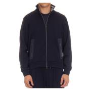 Blauwe Wol Zip Sweater Herno , Blue , Heren