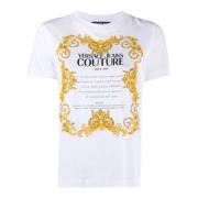 Wit Katoenen T-shirt met Voorprint Versace Jeans Couture , White , Dam...