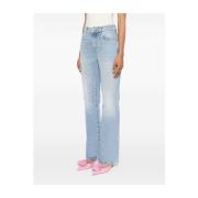 Lichtblauwe Denim Flare Jeans Balmain , Blue , Dames