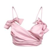 Satijnen Top met Strikken Fiorucci , Pink , Dames