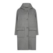 Hoodie Wool Coat Jas Grijs Melange MOS Mosh , Gray , Dames