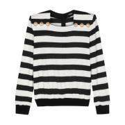 Gestreept Jersey Zwart/Wit Balmain , Black , Dames