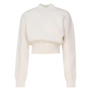 Beige Logo Sweater Crop Fit Jacquemus , Beige , Dames