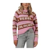 Intarsia Gebreide Trui Ximenia Colourful Rebel , Pink , Dames