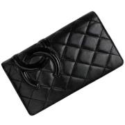 Pre-owned Leather wallets Chanel Vintage , Black , Dames