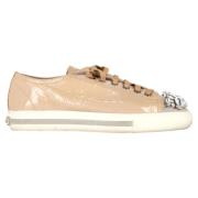 Pre-owned Leather sneakers Miu Miu Pre-owned , Beige , Dames