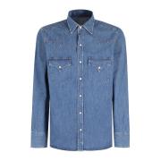 Denim Texan Shirt Fortela , Blue , Heren