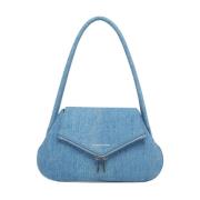 Gem Denim Schoudertas Amina Muaddi , Blue , Dames