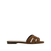 Slides Sandalen Zwart Leer Zomer Saint Laurent , Brown , Dames