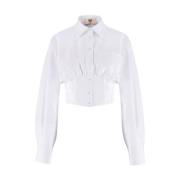 Witte Poplin Korte Blouse Aniye By , White , Dames