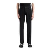 Slim Fit Five-Pocket Canneté Broek Emporio Armani , Black , Heren