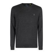 Merino Wol Kraag Trui Ralph Lauren , Gray , Heren