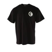 Zwart Katoenen T-shirt voor Heren Versace , Black , Heren