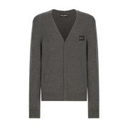 Stijlvolle Cardigan met Uniek Design Dolce & Gabbana , Gray , Heren