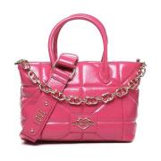 Gewatteerde Magenta Handtas met Kettingen Love Moschino , Pink , Dames