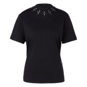 Strass T-shirt met elliptische details Marc Cain , Blue , Dames