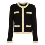 Chunky Wool Trim Cardigan Sweaters Tory Burch , Black , Dames