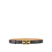 Zwarte leren riem met plaat sluiting Elisabetta Franchi , Black , Dame...