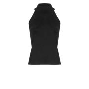 Zwarte Wollen Mouwloze Top met Hoge Hals D.Exterior , Black , Dames