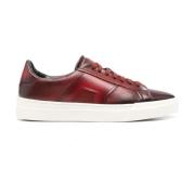 Bourgondische Kalfsleren Sneakers Santoni , Red , Heren