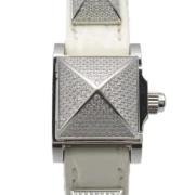 Pre-owned Leather watches Hermès Vintage , White , Dames