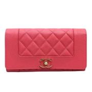 Pre-owned Leather wallets Chanel Vintage , Pink , Dames