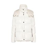 Witte Pufferjas met Parelvlekafwerking Moncler , White , Dames