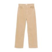 Beige Corduroy Straight Leg Jeans Mother , Beige , Dames