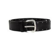 Zwarte leren riem met studs Orciani , Black , Heren