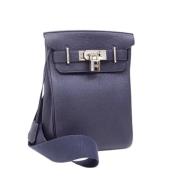 Pre-owned Leather crossbody-bags Hermès Vintage , Blue , Heren