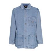 Denim Chore Coat met Kraag en Knopen Dickies , Blue , Dames