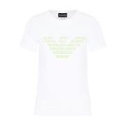 Logo Print Crew Neck T-shirts en Polos Emporio Armani , White , Dames