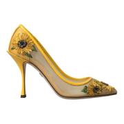 Gele Zonnebloem Mesh Hakken Pumps Schoenen Dolce & Gabbana , Yellow , ...